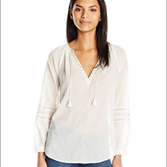 Paige Ava Semi Sheer Ivory Embroidered Blouse Sz M Boho, Cottagecore, Festival - Picture 1 of 16